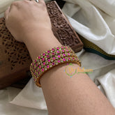 Single Line Kundan Bangle-Dice and Dots-Hot Pink-G3695